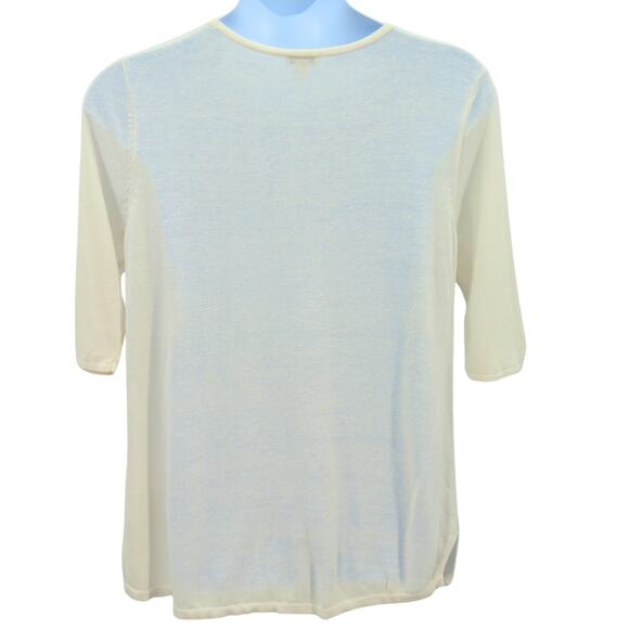 J Jill Large Ivory Linen Blend Cardigan Casual Academia Coastal Workwear - Picture 2 of 13